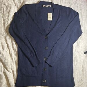 LOFT Deep Blue Button-Up Cardigan